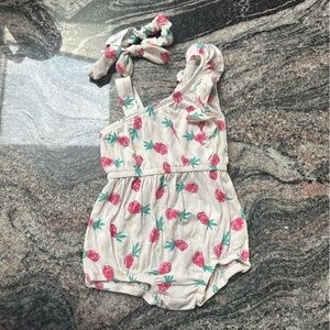 Jessica Simpson One Piece with Pineapples with Headband 18 Months